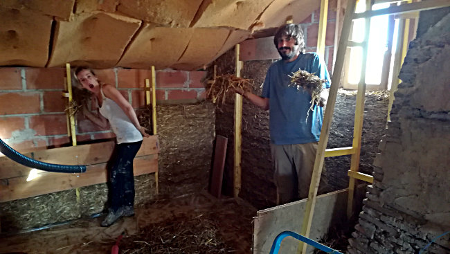 Chantier terre-paille - Ferme de Videau